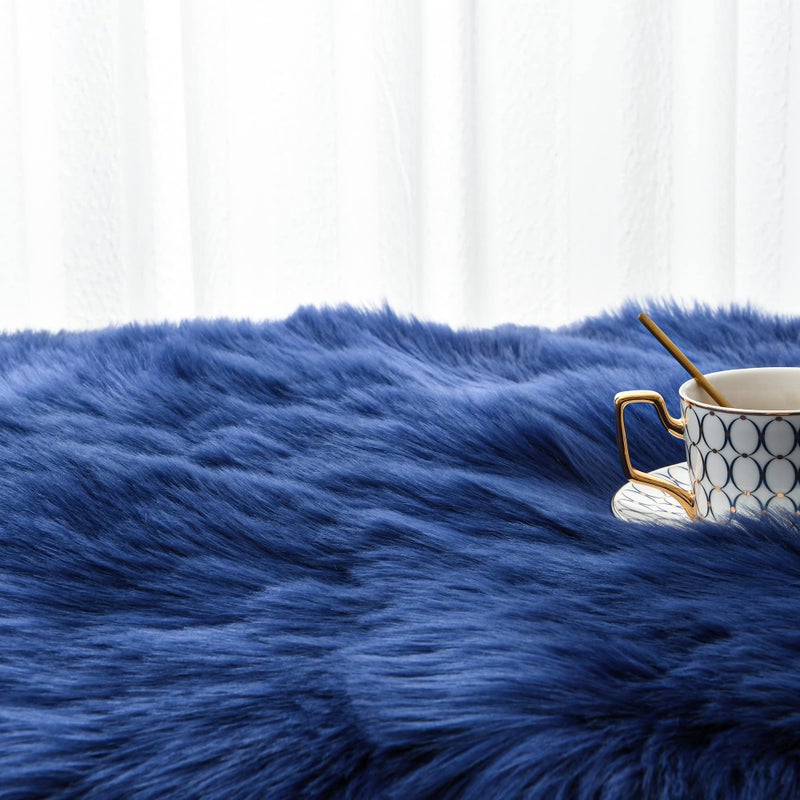 Noahas Luxury Fluffy Rugs Bedroom Furry Carpet Bedside Faux Fur Sheepskin Area Rugs Children Play Princess Room Decor Rug, 2 x 4 Feet - Image 5